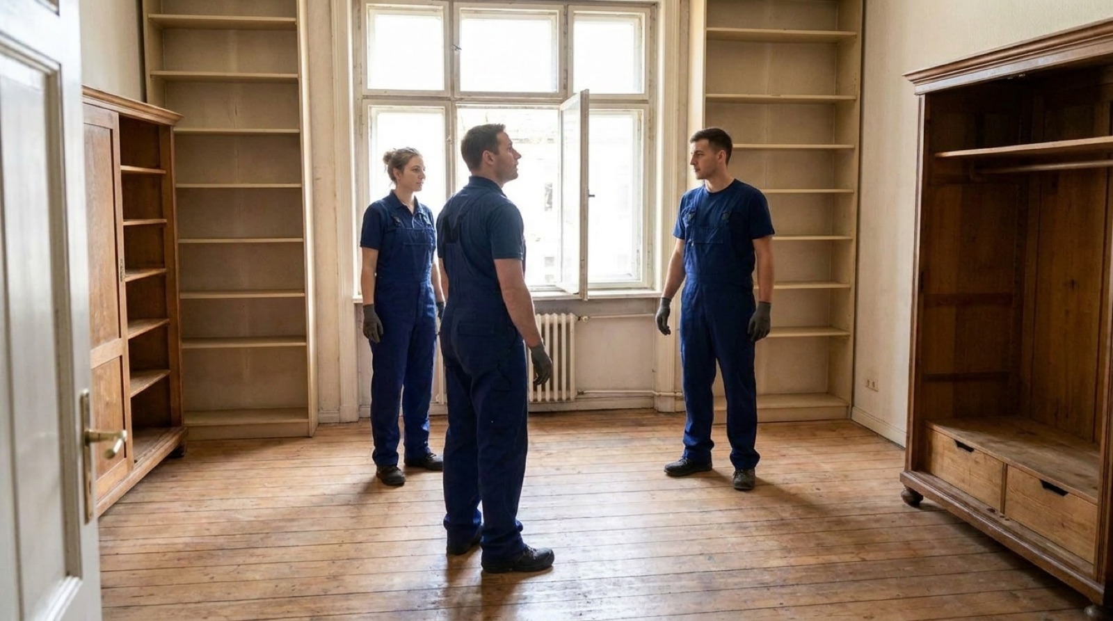 Dasselbe Zimmer leer und besenrein nach der Haushaltsauflösung